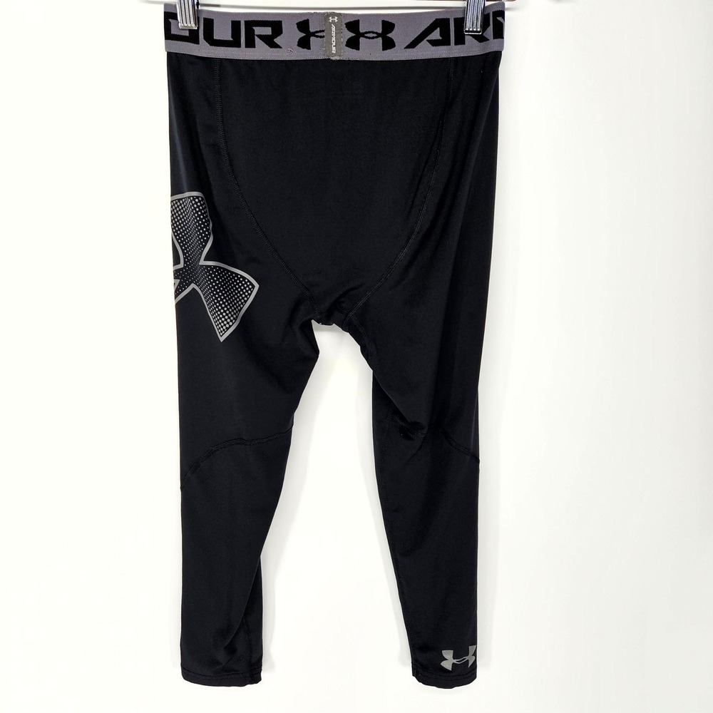 Under Armour HeatGear Compression Leggings Youth Large Black Athletic Tights YLG